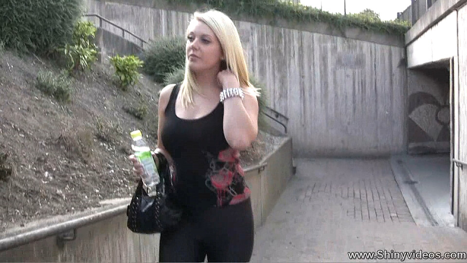 Shay Hendrix in Ultra Shiny Black Spandex Leggings & High Heels 1